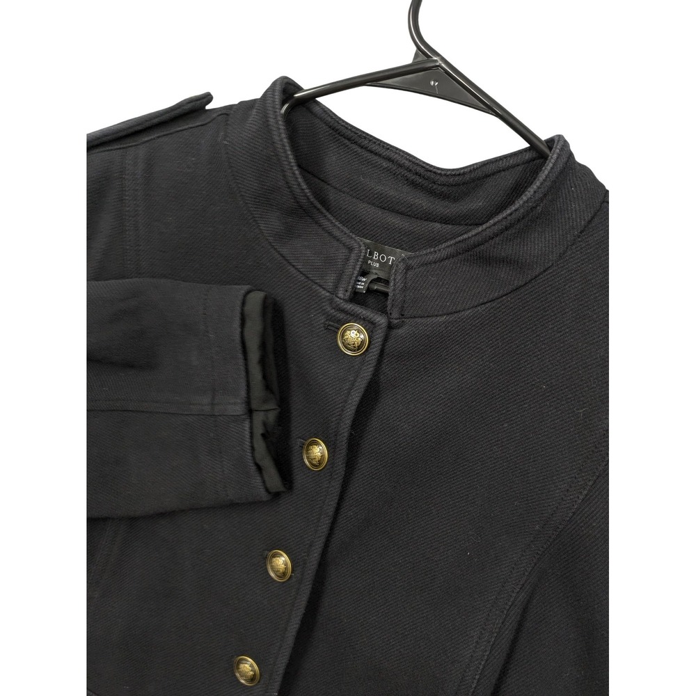 Talbots Jacket Womens 18W Plus Black Military Twill Button Front Gold Buttons